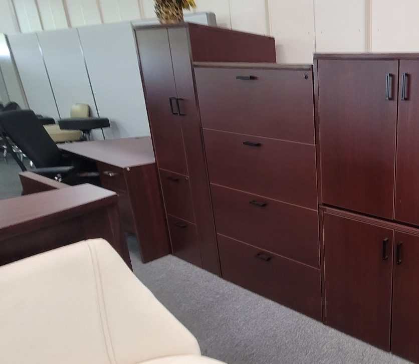 used office furniture Display Cabinets - Mahogany color