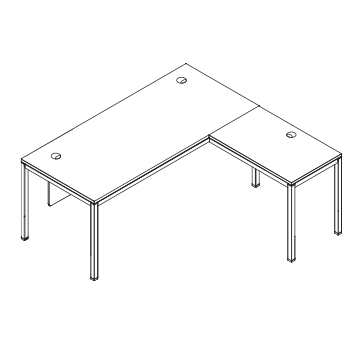 PE16 Lshape white top silver frame w al grommet silver