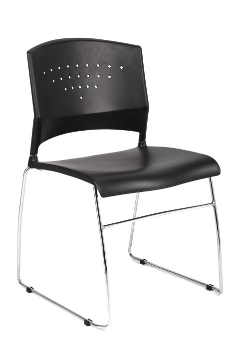 Black Stack Chair With Chrome Frame 5 Pcs Pack — office furniture at Total Office Furniture