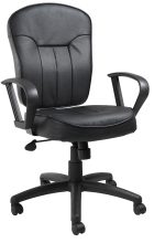 Black Leather Task Chair w/ Loop Arms — office furniture at Total Office Furniture