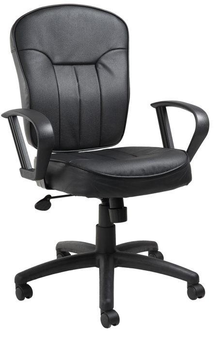 Black Leather Task Chair w/ Loop Arms — office furniture at Total Office Furniture