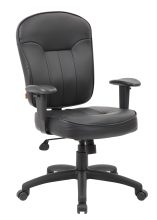 Black Leather Task Chair w/ Adjustable Arms — office furniture at Total Office Furniture
