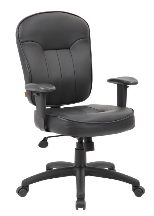 Black Leather Task Chair w/ Adjustable Arms — office furniture at Total Office Furniture