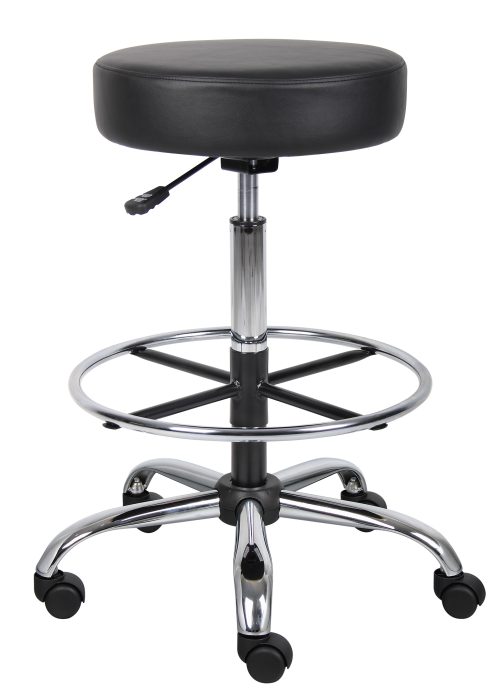 Boss Antimicrobial Vinyl Medical/Drafting Stool, Black — office furniture at Total Office Furniture