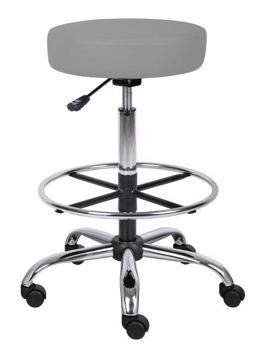 Boss Antimicrobial Vinyl Medical/Drafting Stool, Grey — office furniture at Total Office Furniture