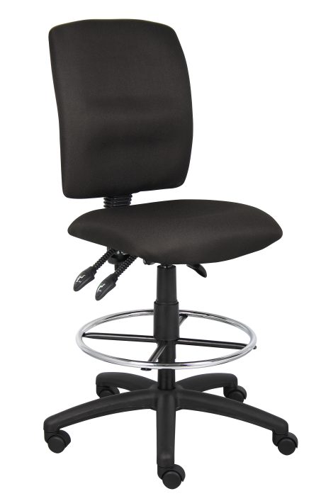 Boss Multi-Function Fabric Drafting Stool, Black — office furniture at Total Office Furniture