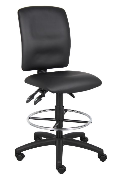 Boss Multi-Function LeatherPlus Drafting Stool — office furniture at Total Office Furniture