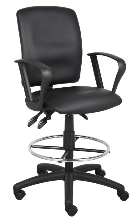 Boss Multi-Function LeatherPlus Drafting Stool with Loop Arms — office furniture at Total Office Furniture