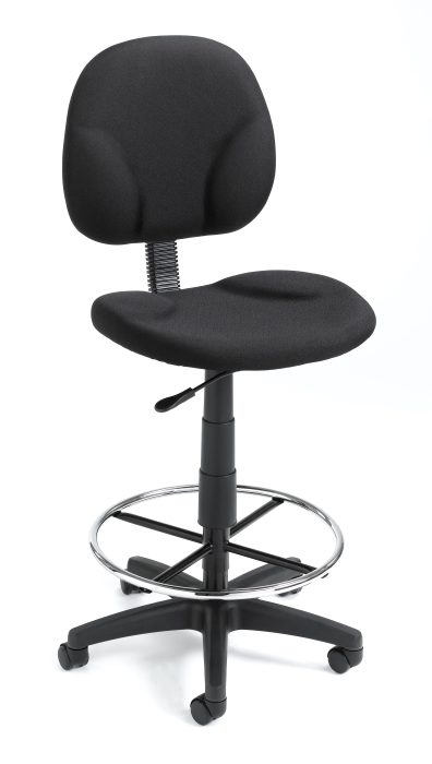Boss Black Fabric Drafting Stool with Footring — office furniture at Total Office Furniture