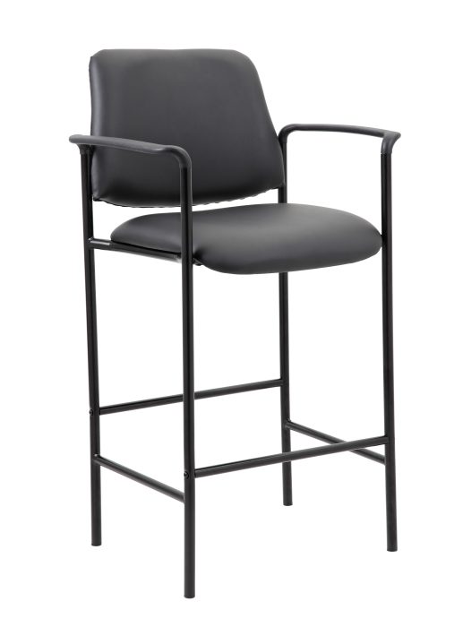 Boss Square Back Diamond Stool with Arms in Black Caressoft — office furniture at Total Office Furniture