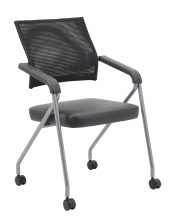 Black Mesh Training Chair with Pewter Frame (Set of 2) — office furniture at Total Office Furniture