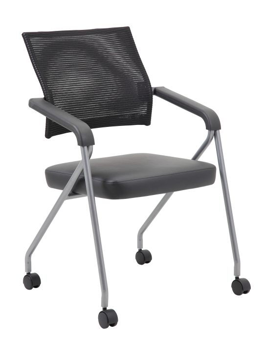 Black Mesh Training Chair with Pewter Frame (Set of 2) — office furniture at Total Office Furniture