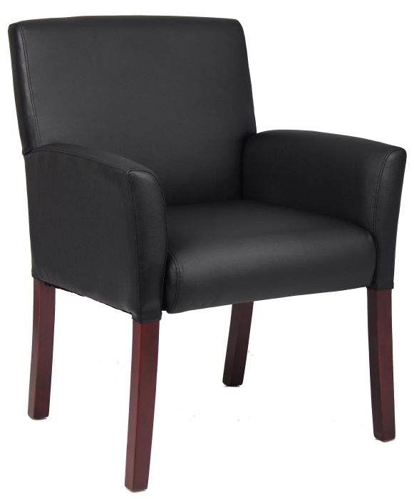 Box Arm guest, accent or dining chair W/Mahogany Finish (Model B619) — office furniture at Total Office Furniture