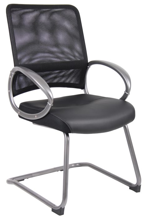 Mesh Back W/ Pewter Finish Guest Chair — office furniture at Total Office Furniture