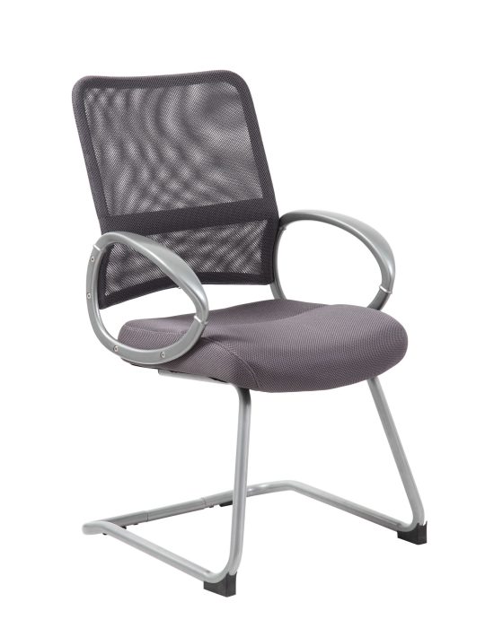 Mesh Back W/ Pewter Finish Guest Chair, Charcoal Grey — office furniture at Total Office Furniture