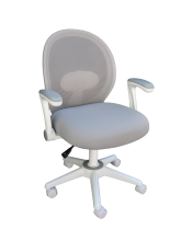 Grey Mesh Flip-Arm Task Chair, White Frame — office furniture at Total Office Furniture
