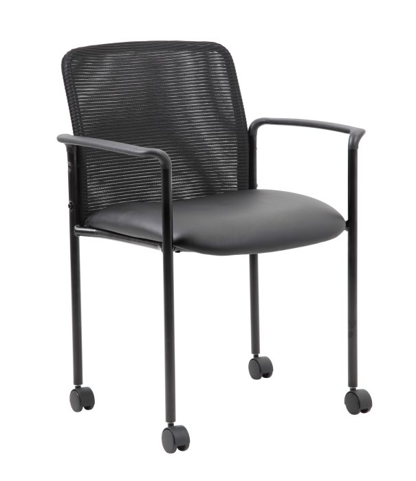 Mesh Guest Chair with Casters, Black — office furniture at Total Office Furniture