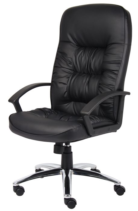 Boss High-Back LeatherPlus Chair with Chrome Base — office furniture at Total Office Furniture