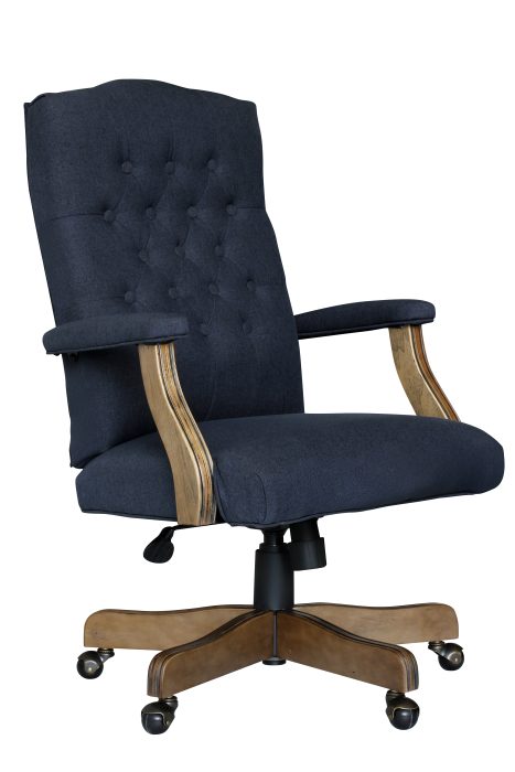 Boss Executive Navy Linen Chair with Driftwood Finish Frame — office furniture at Total Office Furniture
