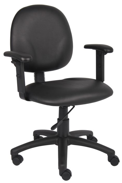 Diamond Task Chair in Black Antimicrobial Vinyl w/ Adjustable Arms — office furniture at Total Office Furniture