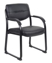 Leather Sled Base Side Chair W/ Arms — office furniture at Total Office Furniture