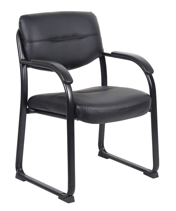 Leather Sled Base Side Chair W/ Arms — office furniture at Total Office Furniture