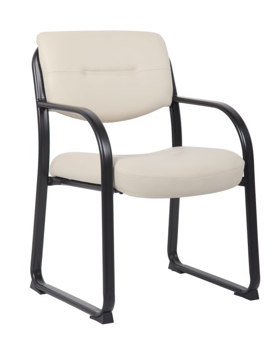 Leather Sled Base Side Chair, Beige — office furniture at Total Office Furniture