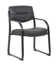 Leather Sled Base Side Chair, Black — office furniture at Total Office Furniture