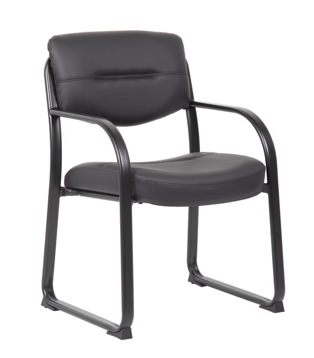 Leather Sled Base Side Chair, Black — office furniture at Total Office Furniture