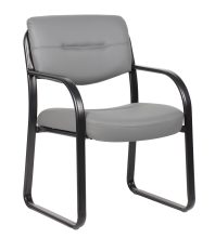 Leather Sled Base Side Chair, Grey — office furniture at Total Office Furniture