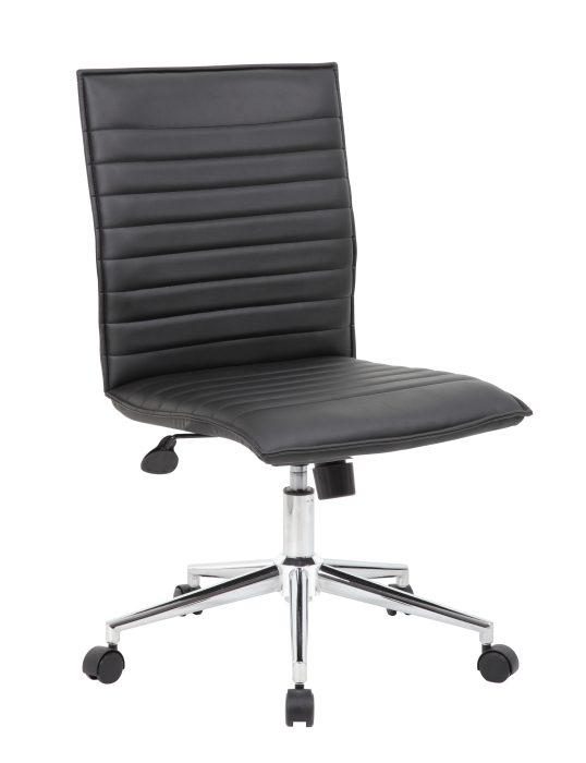 Black Vinyl Armless Hospitality Chair — office furniture at Total Office Furniture
