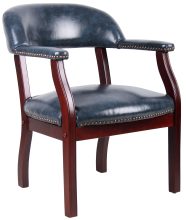 Captain's guest, accent or dining chair in Blue Vinyl — office furniture at Total Office Furniture