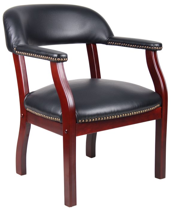 Captain's guest, accent or dining chair in Black Vinyl — office furniture at Total Office Furniture