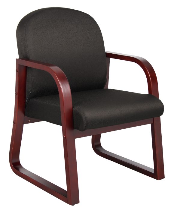 Mahogany Frame guest, accent or dining chair In Black Fabric — office furniture at Total Office Furniture
