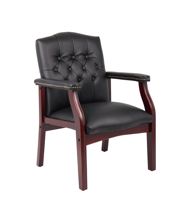 Traditional Black Caressoft guest, accent or dining chair W/ Mahogany Finish — office furniture at Total Office Furniture