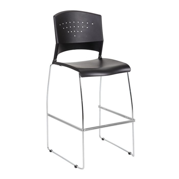 Boss Black Stack Stool with Chrome Frame (Set of 2) (B16400-2)