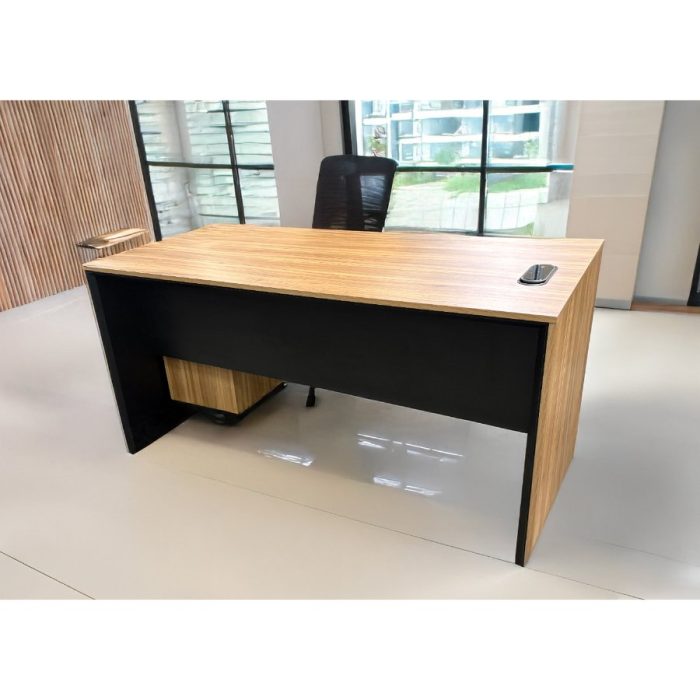 M20-MD-1808 BT22 executive desk in walnut with black accents — Total Office Furniture