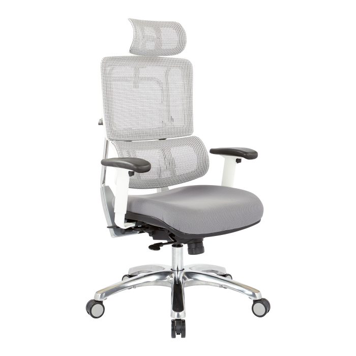Breathable White Vertical Mesh Chair with Headrest — office furniture at Total Office Furniture
