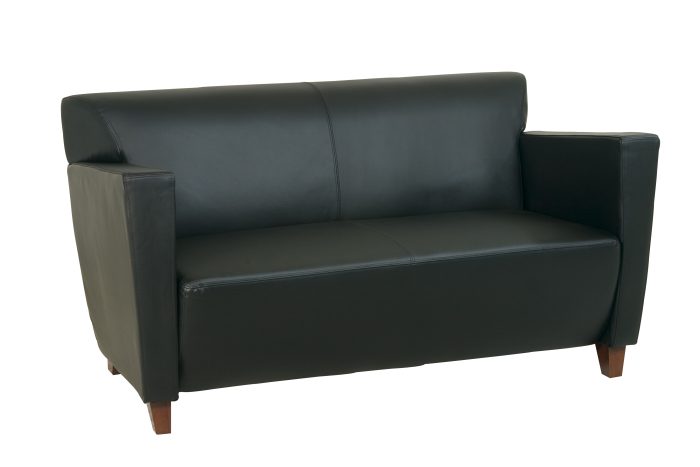 Black Bonded Leather Loveseat — office furniture at Total Office Furniture