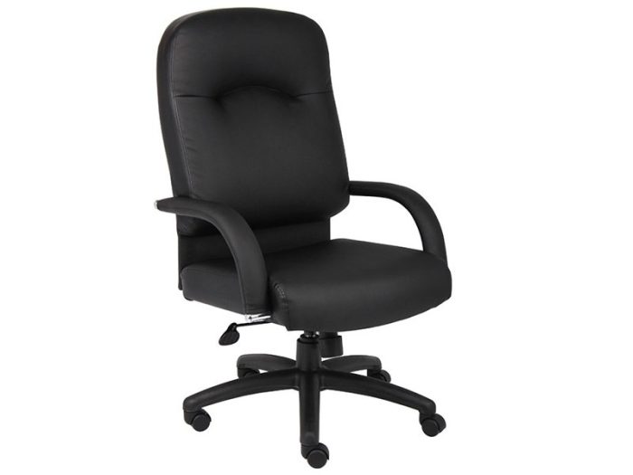Boss High-Back CaressoftPlus Vinyl Chair in Black — office furniture at Total Office Furniture