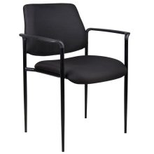 Square Back Diamond Stacking Chair W/Arm, Black — office furniture at Total Office Furniture