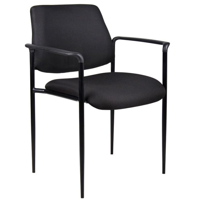Square Back Diamond Stacking Chair W/Arm, Black — office furniture at Total Office Furniture