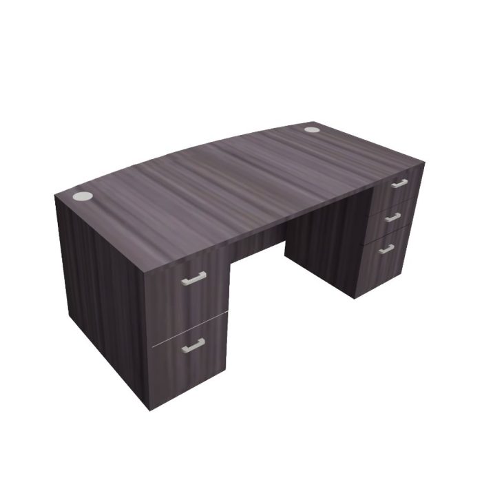 TL-C-BOWTOP-1 bow-front executive desk with return and pedestal — Total Office Furniture