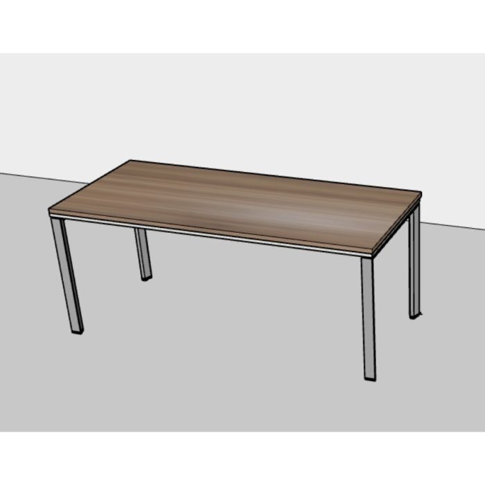 WD-DT7132 walnut rectangular dining table with grey post base — Total Office Furniture