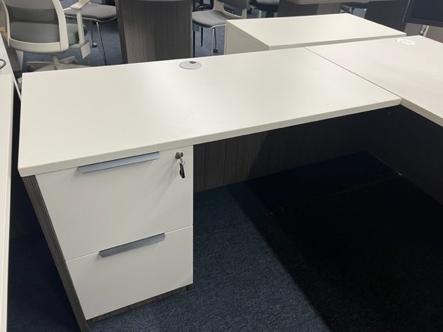 CL-107 Return — White & Driftwood (CL Collection, CL series desk furniture) — Total Office Furniture