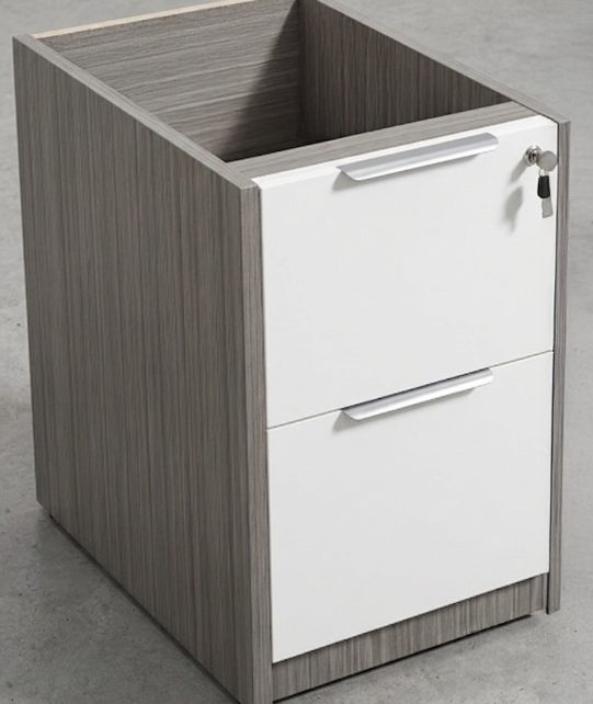 CL-111 FF Pedestal — White & Driftwood (CL Collection, CL series desk furniture) — Total Office Furniture