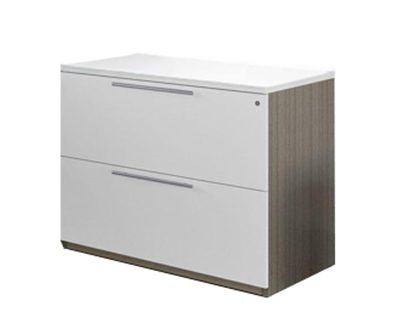 CL-112 Lateral File Cabinet 36" w/ Top — White & Driftwood (CL Collection, CL series desk furniture) — Total Office Furniture