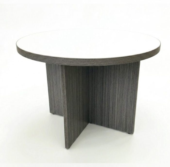 CL-116 Round Table 42" — White & Driftwood (CL Collection, CL series desk furniture) — Total Office Furniture