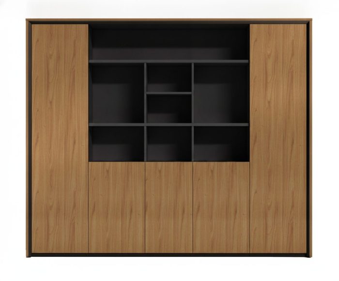 M20-HCD-2420 Bookcase Cabinet — Walnut/Black (M20 Collection, M20 series desk furniture) — Total Office Furniture