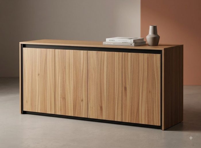 M20-LC-1808 Cabinet (4-Door, Short) LC-1808) — Walnut (M20 Collection, M20 series desk furniture) — Total Office Furniture